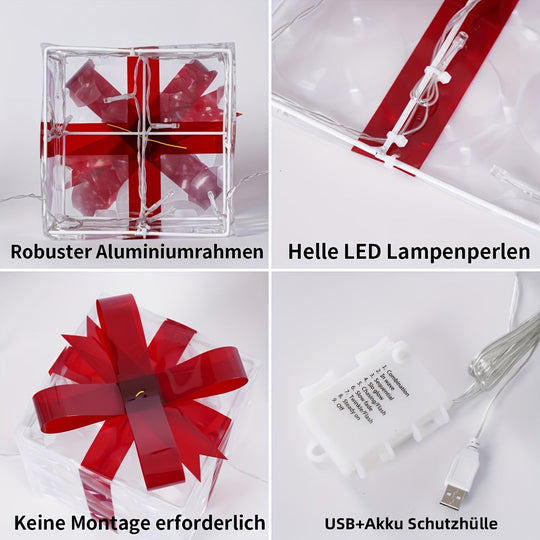 Set mit 3 beleuchteten Weihnachtsgeschenkboxen