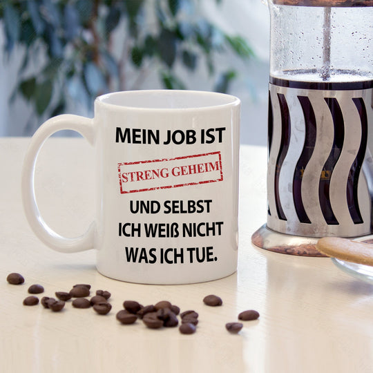 Streng geheim Tasse mit lustiger Aufschrift