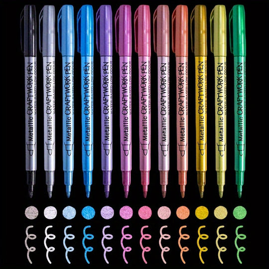 12er Metallic Marker Set Wasserdicht und lichtbeständige Farbstifte