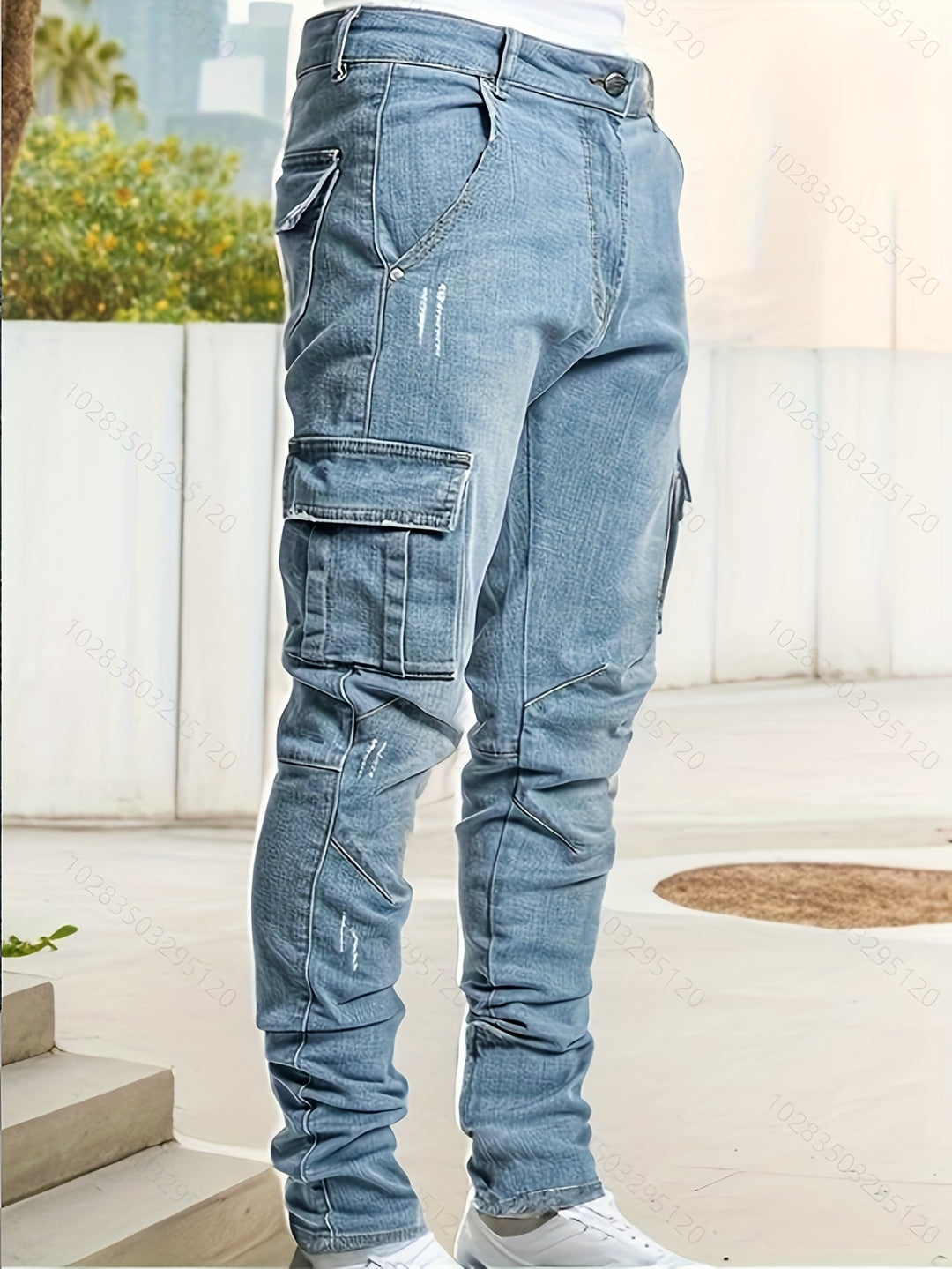 Marian Stretch Denim Slim Fit Cargo Jeans für Herren