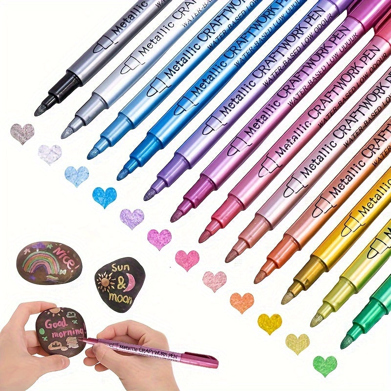 12er Metallic Marker Set Wasserdicht und lichtbeständige Farbstifte