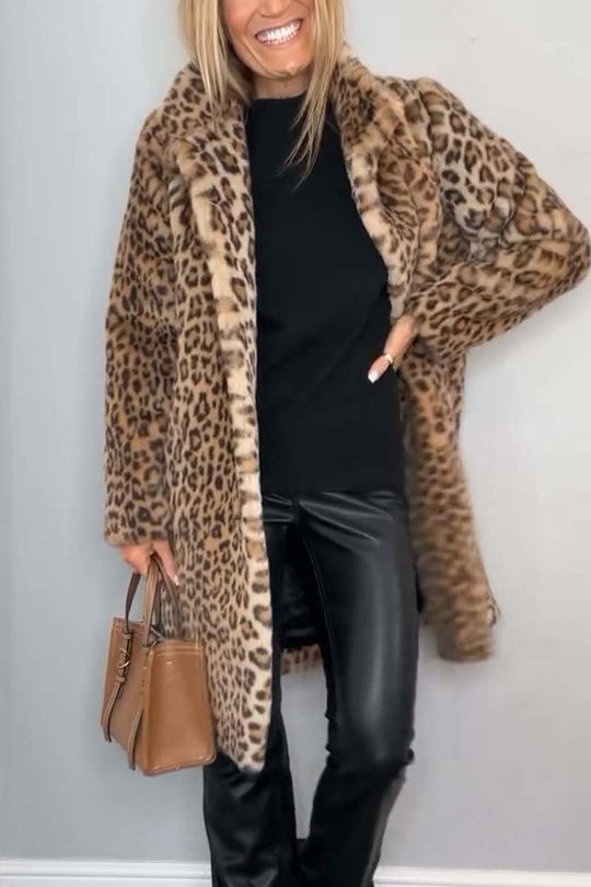 Dajana Klassischer Mantel mit Leopardenprint